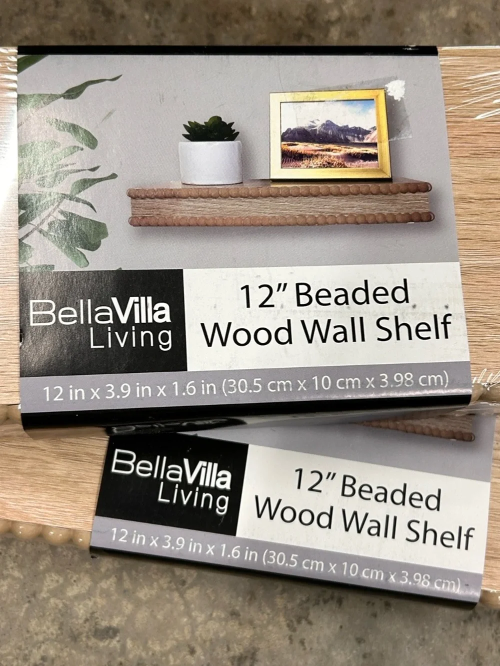 BellaVilla Living 12”‎ Beaded Wood Wall Shelf (Set of 2) Sealed